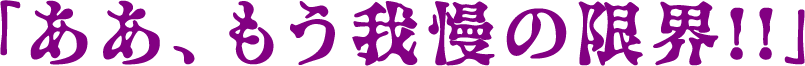 「ああ、もう我慢の限界!!」